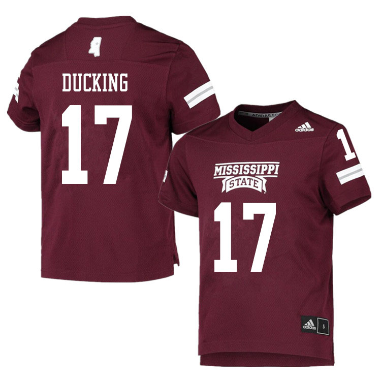 Men #17 Caleb Ducking Mississippi State Bulldogs College Football Jerseys Sale-Maroon - Click Image to Close
